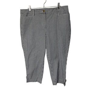 Talbots Blue & White Gingham Capri Pants Women’s Size 16 Cotton Stretch Cropped